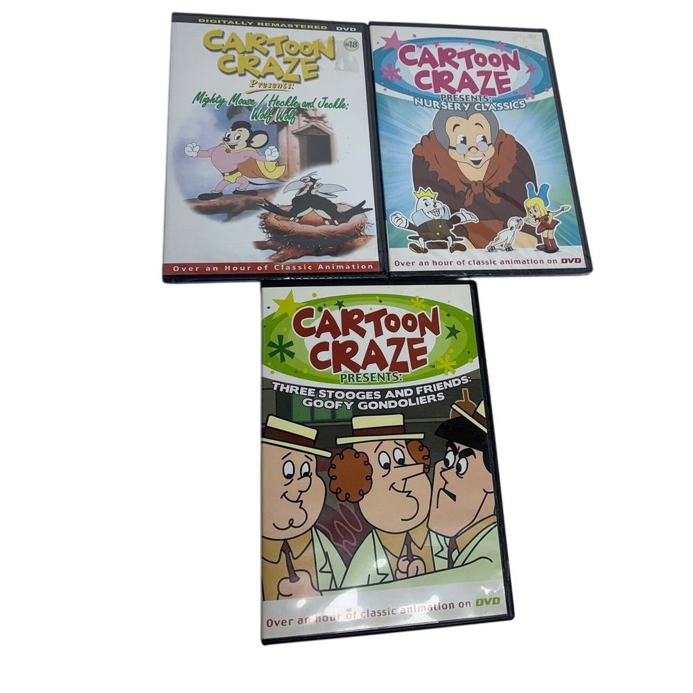 Cartoon Craze DVD Lot Mighty Mouse New Nursery Classics New Three Stooges lot  3